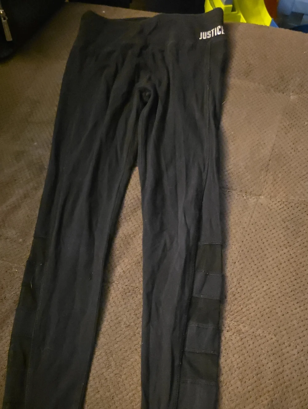 Justice Black Girls Athletic Leggings with Mesh Panels, Size 14/16